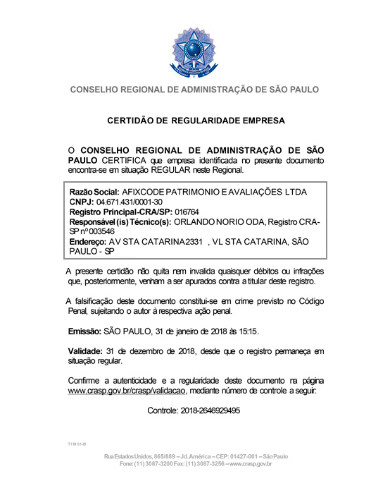 Certificado Cra