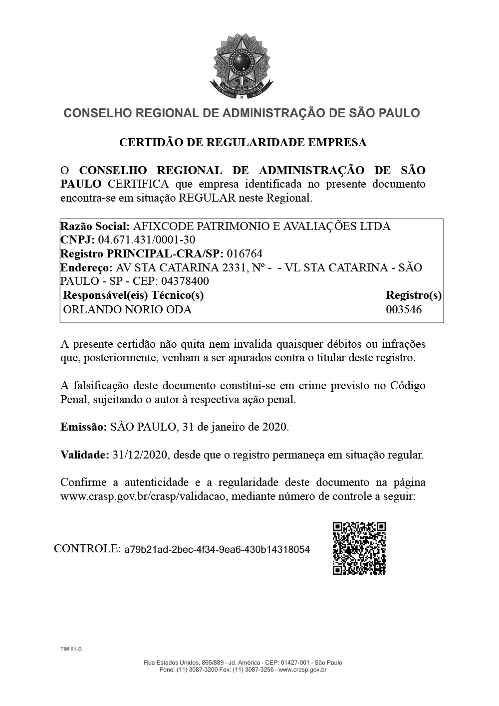 Certificado Cra
