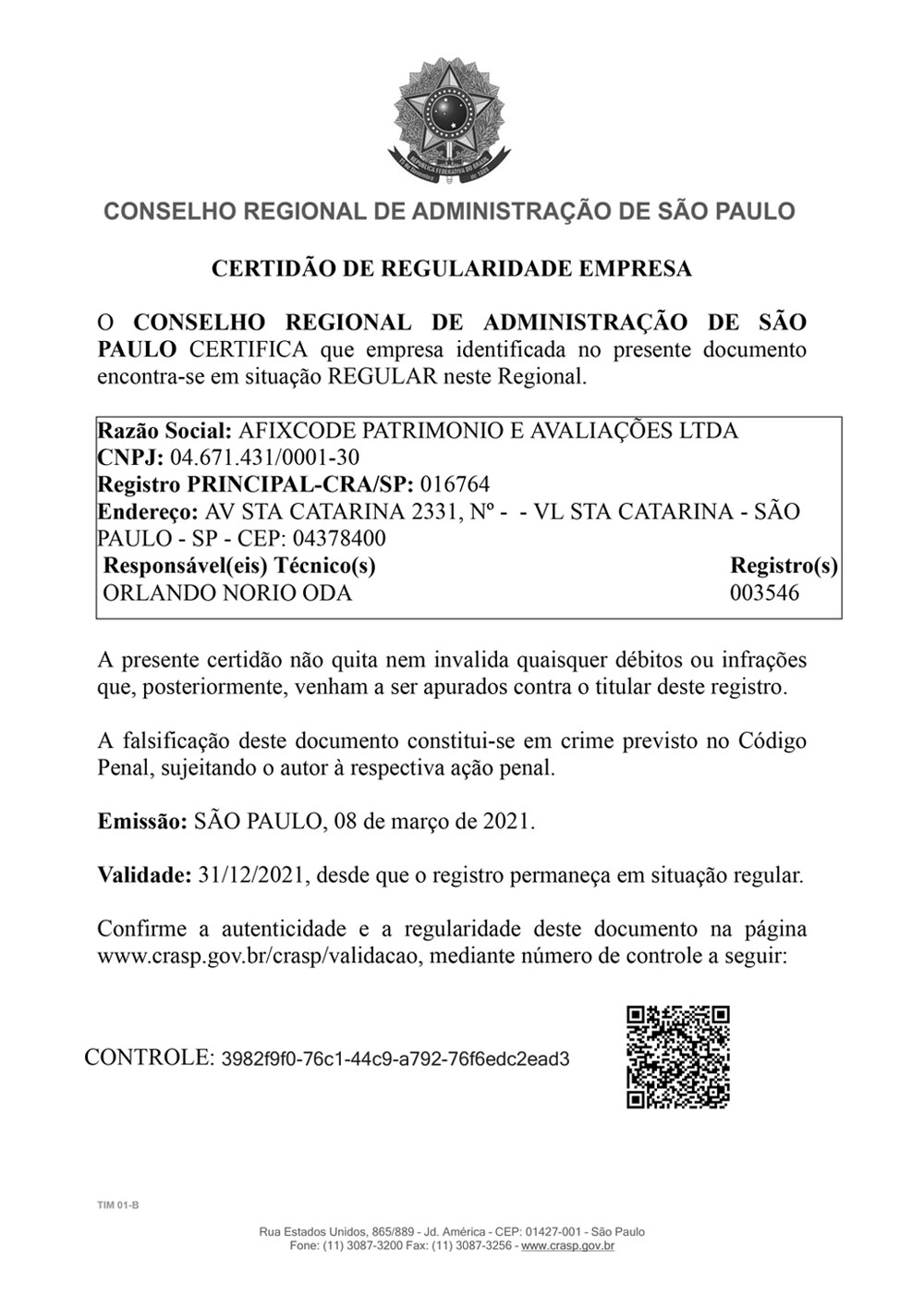 Certificado Cra