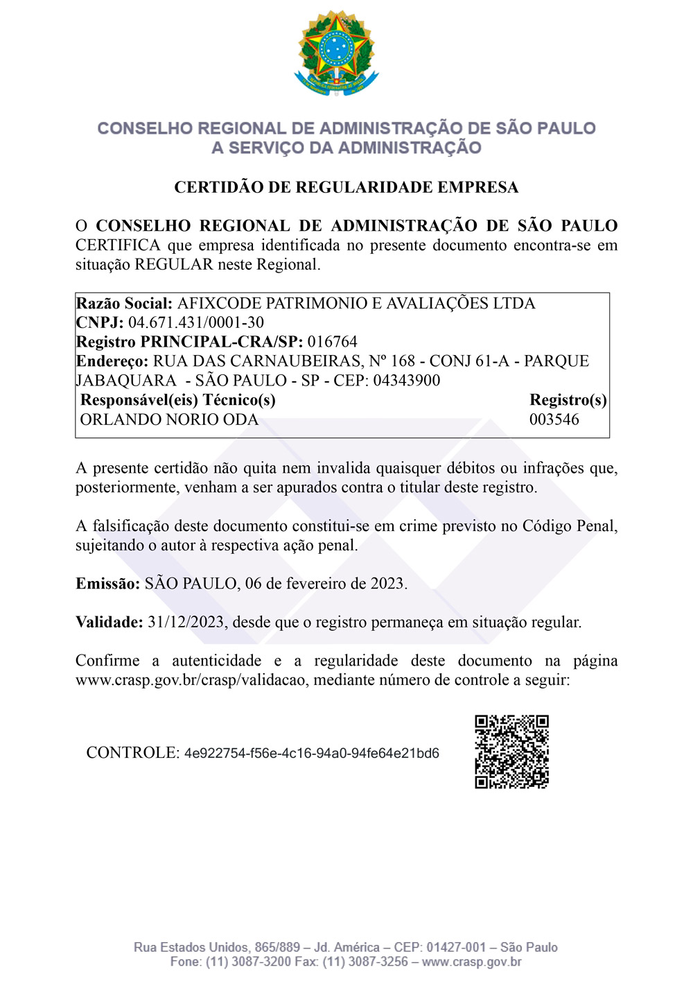 Certificado Cra