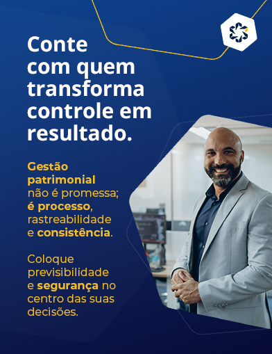 Executivo da Afixcode sorrindo em ambiente corporativo com chamada para fale conosco sobre gestão patrimonial com segurança e rastreabilidade